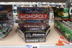 89 · BUNDLE OF TOYS INCLUDING: 1x MONOPOLY ADELAIDE EDITION AND 2x ABALONE GAMES, ALL UNOPENED