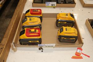 100 · 5 X DEWALT BATTERIES INCLUDING 3 X 9.0AH, 1 X 6.0AH, 1 X 12.0AH. UNTESTED