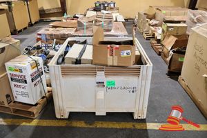 92 · ASSORTED ELECTRICAL GOODS, INCLUDES; FIBRE OPTIC SPLICE CLOSURE, CAMERAS, ANTENNAS, PRESSURE CALIBRATOR, SONIC BOND MASTER, INSULATION TESTER, SWITCH CONTROL UNIT AND OTHER GOODS IN A NALLY TUB