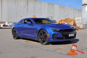 2019 Chevrolet SS Camaro Two Door Coupe Riverside Blue, 4 x 2, 10 Speed Auto, Petrol Reg #: USS455, Expiry: 13/10/2026 ODO: 69,754 kms Showing on Clock Eng #: 1A1K0130576 VIN: 1G1FH1R74K0130576 Features: Air Conditioning, Power Steering, Walkinshaw Performance Tune, 20" Black Rims, Heads Up Display, Bose Speakers. (*Key # 7, WP#4835*) Condition: **Minor Dent LH Door.** Panel: FAIR, Paint: FAIR, Glass: FAIR, Tyres: FAIR, Dash: FAIR, Upholstery: FAIR, Floor: FAIR, Overall Condition: FAIR **Please 