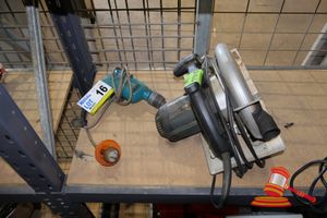 16 · 1 X GMC PLATINUM CIRCULAR SAW, 2300W, MODEL: MX236 Q/01071, 235MM, 0-87MM, 230-240VAC 50HZ, UNTESTED 1 X MAKITA CORDED DRILL, UNTESTED