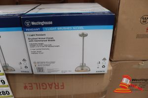 275 · WESTINGHOUSE PENDANT LIGHT, BRUSHED NICKEL FINISH WITH HAMMERED SHADE, ADJUSTABLE HEIGHT, HEIGHT: 38.50", DIAMETER: 10.24", CODE: 6309635