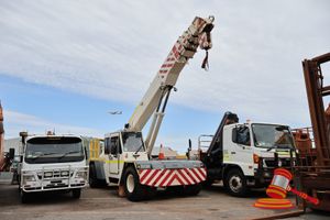 2014 Terex Mac 25 Franna Pick & Carry Crane White, 4 x 4, Auto, Cummins Diesel, Reg #: Unlicensed ODO: 11,080 kms Showing on Clock, 5,650 hrs showing Eng #: 906-991-C 1035700, VIN: MAC25 25966 Features: Auto Greasing, Reverse Camera, Rear Counter Weight Installed (Asset # CA7054), (*Key # 35, WP#4928*) Condition:**Jump Start Required, Currently Not Certified** Panel: FAIR, Paint: FAIR, Glass: FAIR, Tyres: FAIR, Dash: FAIR, Upholstery: FAIR, Floor: FAIR, Overall Condition: FAIR