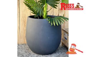 34 · Matching set of 3 Dark Grey Planters - Sizes: 20 x 20 cm, 27 x 26 cm, 35 x 34 cm, RRP $190 Create a stylish designer display from the Base Egg Planter range, featuring a egg-shaped round planter with a smooth finish, this range brings a clean, contemporary look to homes, patios, courtyards, entryways and landscaped spaces. Constructed from lightweight fibreglass-clay construction, it combines practical lightweight handling with a premium look. It is designed for indoor and outdoor use, UV resist