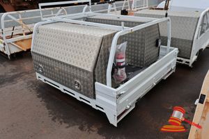 Macs Built Ute Tray, 2 X Toolboxes, 1400mm X 600mm X 800mm, Fire Extinguisher, Scratches And Some Rust, Approx L1900mm X W1900mm X H1100mm