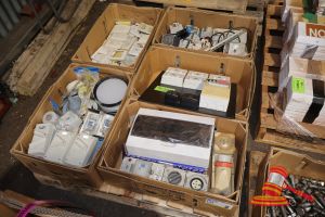 Pallet of 5 Boxes of Unused and Used Electrical Parts