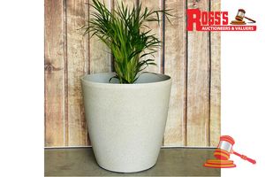 Matching set of 3 Cream Stone/Sparkling White/Cream Terrazzo Planters - Sizes: 50 x 48 cm, 43 x 41 cm, 35 x 34 cm, RRP $320 Create a stylish designer display from the 2001 Maxi Stone Pot range, featuring a round tapered planter with a rough stone finish, this range brings a clean, contemporary look to homes, patios, courtyards, entryways and landscaped spaces. Constructed from stone-resin composite: 50% stone, 45% high-density resin and 5% fibreglass, it combines practical lightweight handling w