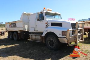 1997 International 3600 S Line Tipper Truck White, Manual, Diesel Reg #: KBC10386, Expiry: 9/09/2026 ODO: 224,540 Kms Showing on Clock Eng #: 34852521, VIN: 6F2EF3600VDD00488 Features: Bullbar, Toolbox, Fire Extinguisher. (*Key # 136, WP#4892*) Condition: **Rust Evident, Trims Missing In Cab.** Panel: FAIR, Paint: FAIR, Glass: FAIR, Tyres: FAIR, Dash: POOR, Upholstery: POOR, Floor: FAIR, Overall Condition: FAIR