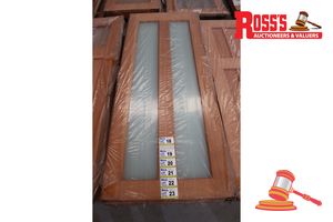 Timber Door With 2x Frosted Glass Panels, Code: Batam, 2040 X 820 X 38mm