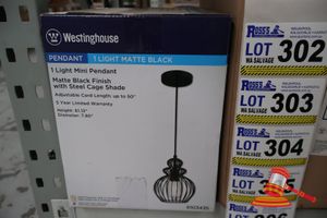307 · WESTINGHOUSE MINI LIGHT PENDANT, MATTE BLACK FINISH WITH STEEL CAGE SHADE, ADJUSTABLE CORD LENGTH UP TO 50", HEIGHT: 61.12", DIAMETER: 7.80", CODE: 6103435