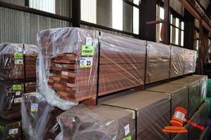 23 · Jarrah 65x20 Decking, Random length, 360 L/M, 25.2M2 WITH A 5mm GAP, TRANSPORT SIZE 3MTR x 400 x 400 (pack# 37)
