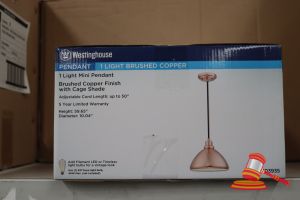 138 · WESTINGHOUSE MINI PENDANT LIGHT, BRUSHED COPPER FINISH WITH CAGE SHADE, ADJUSTABLE CORD LENGTH UP TO 50", HEIGHT: 59.65", DIAMETER: 10.04", CODE: 6103935