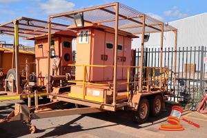 2014 Shermac Pump/Plant Trailer Orange, Tandem Axle, Unlicensed, Vin# 6t9t27wa1e06a5032, 415 V Control Panel, Section Of Piping & Valves, Ring Hitch, Jockey Wheel. (S44#Ritm0733814), (Dr#1291), (Asset#17d088)
