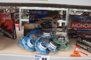88 · BUNDLE OF TOYS INCLUDING: 1x PARKING LOT GAME, 2x ASSORTED CENTY TRUCK AND ASSORTED YO-YOS, ALL UNOPENED