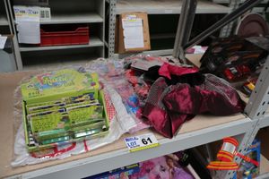 61 · BUNDLE OF ASSORTED CHILDRENS COSTUMES AND 1x CASE OF AUSSIE HAIR CHALK, ALL UNOPENED