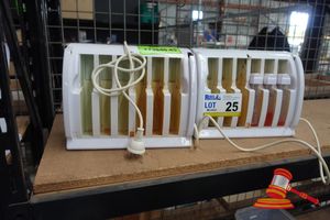 25 · 2 X PROFESSIONAL MULTI CARTRIDGE WAX HEATERS, APPROX; 270MM W X 210MM H, SOME MARKS, INCOMPLETE, UNTESTED