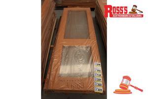Timber Door With 2x Glass Panels, Code: Aceh, 2040 X 720 X 40mm
