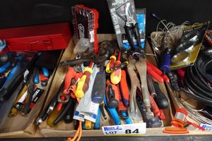 Approx 20 X Hand Tools, Includes: Sterling Black Panther Aviation Snips, Hilka Allen Key Set (In Case), Adjustable Wrenches, Screwdrivers, Pliers, Pry Bars, Utility Knife, Socket Tools, Bosch And Various Others (Some Marks)