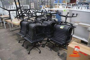 APPROX 10 X ERGONOMIC OFFICE CHAIR, BLACK FRAME, RIBBED SEAT AND BACK (SOME MARKS)
