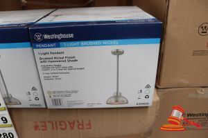 283 · WESTINGHOUSE PENDANT LIGHT, BRUSHED NICKEL FINISH WITH HAMMERED SHADE, ADJUSTABLE HEIGHT, HEIGHT: 38.50", DIAMETER: 10.24", CODE: 6309635