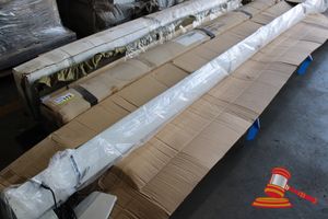 113 · 5 x THE APOLLO AWNINGS ON PALLET INCLUDING - THE APOLLO AWNING APPROX 3m LONG, THE APOLLO AWNING APPROX 2.5m LONG, THE APOLLO AWNING APPROX 4m LONG, ARK 3 AWNING APPROX 3m LONG, 1x CURTAIN TOPPER 2.6m LONG.