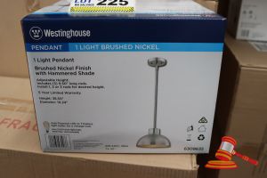 Westinghouse Pendant Light, Brushed Nickel Finish With Hammered Shade, Height: 38.50", Diameter: 10.24", Code: 6309635