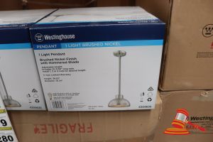 280 · WESTINGHOUSE PENDANT LIGHT, BRUSHED NICKEL FINISH WITH HAMMERED SHADE, ADJUSTABLE HEIGHT, HEIGHT: 38.50", DIAMETER: 10.24", CODE: 6309635