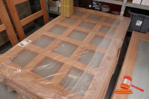 382 · TIMBER DOOR WITH 15x GLASS PANELS, CODE: ED 95, 2040 x 1200 x 40mm