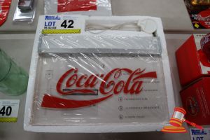 42 · 1 X COCA-COLA NEON ADVERTISING LIGHT SIGN, INCLUDES: NEON TUBE, PROTECTING TUBE, TUBE HOLDER, FLUORESCENT TUBE, ALUMINIUM TUBE BRACKET, SCREWS/NAILS (POSS UNUSED, BOXED)