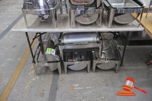 123 · 4 X TRENTON STAINLESS STEEL CHAFING DISHES, FULL SIZE, ROLL TOP LID, NO TRAYS