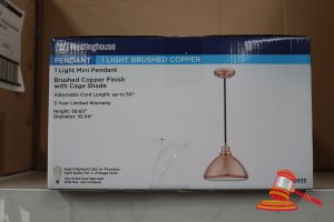 Westinghouse Mini Pendant Light, Brushed Copper Finish With Cage Shade, Adjustable Cord Length Up To 50", Height: 59.65", Diameter: 10.04", Code: 6103935