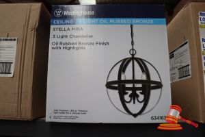 Westinghouse Stella Mira Ceiling 3 Light Chandelier, Oil Rubbed Bronze Finish With Highlights, Height: 17.28", Diameter: 15.04", Chain: 36", Wire" 36", Code: 6341835
