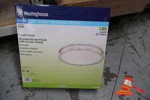 Westinghouse Light Flush, Brushed Nickel Finish With Acrylic Shade, Dimmable, Code: 6401235