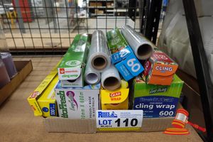 110 · TRAY OF VARIOUS KITCHEN CLING WRAPS