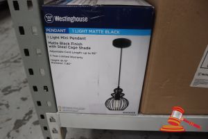 254 · WESTINGHOUSE MINI PENDANT LIGHT, MATTE BLACK FINISH WITH STEEL CAGE SHADE, ADJUSTABLE CORD LENGTH UP TO 50", HEIGHT: 61.13", DIAMETER: 7.80", CODE: 6103435