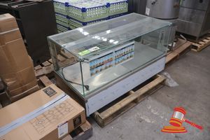 129 · STAINLESS STEEL COUNTER TOP HOT DISPLAY CABINET WITH OVERHEAD LAMPS. LED TEMP DISPLAY. OPEN AT REAR. APPROX 1390 X 660 X H700MM