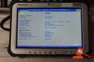 57 · PANASONIC FZ-G1 TOUGHPAD, INTEL CORE i5 6300U 2.40GHZ CPU, 8GB RAM, 500GB SSD / NO OS, HEAVY SCREEN WEAR, 4750 HOURS, SN:8DTSA11692 / AN:ITT23715, UNTESTED ( NO CHARGER / SOME MARKS)