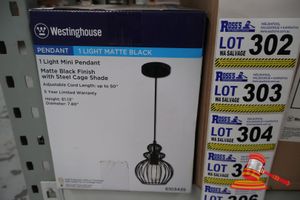 Westinghouse Mini Light Pendant, Matte Black Finish With Steel Cage Shade, Adjustable Cord Length Up To 50", Height: 61.12", Diameter: 7.80", Code: 6103435