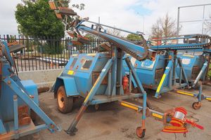 34 · 2014 BRITEFORCE LIGHTING TRAILER BLUE, SINGLE AXLE, DIESEL, UNLICENSED, ODO# NOT SIGHTABLE, VIN# 6T9T26WA1E09AZ094, JOCKEY WHEEL, 7 PIN ROUND TRAILER PLUG, 6x LED LIGHT HEADS, ** CONTROL BOX DAMAGED, NO HANDLE TO JOCKEY WHEEL** (ASSET#LP4043, WP#4363)