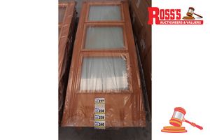 240 · TIMBER DOOR WITH 3x FROSTED GLASS PANELS, CODE: ED 20, 2040 x 820 x 38mm