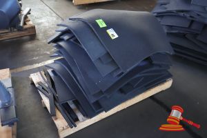 Approx 23 X Cut Up Black Rubber Floor Mats Of Assorted Sizes, On A Pallet
