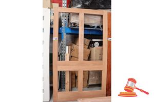 460 · TIMBER DOOR WITH 4x PANELS (NO GLASS), APPROX 2060 x 1200 x 40mm WITH SOME DAMAGE