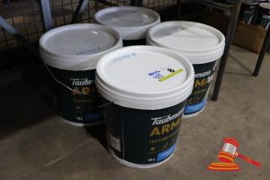 8 · 4 X TAUBMANS ARMAWALL TEXTURE COATING BUCKETS, 15L, ARMASHIELD WHITE