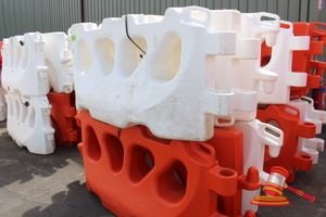 25 · 6 x Water Fill Barriers, Make: Alliance Mouldings, Model: Trafix2000, Approx Overall Dimensions: 2000mm x 900mm, including 4 x White and 2 x Orange