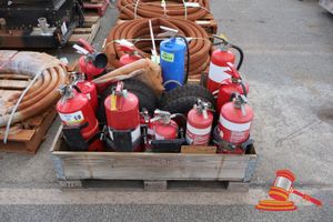 Approx 15 X Fire Extinguishers And Mounts, And 4 X Tyres