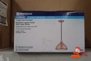 Westinghouse Mini Pendant Light, Brushed Copper Finish With Cage Shade, Adjustable Cord Length Up To 50", Height: 59.65", Diameter: 10.04", Code: 6103935