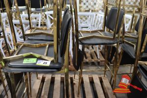 6 X Black And Gold Stools, General Wear And Tear, On Pallet