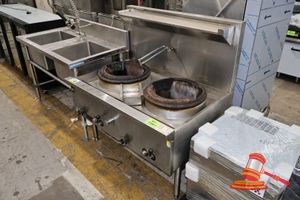 B+S Ufwwd-2 Double Hole Wok - Serial:Ufww-2434. Chimney Burner, Natural Gas, Stainless Steel, Freestanding, 1200mmw X 840mmd X 1300mmh (749019)