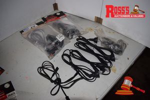 Unused Lot of 2 Engel 12Volt Wire Harness with Panel Base & 5 Unused Figure of 8/240Volt Power Leads
