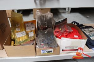 180 · BUNDLE WITH GLOVES, SAFETY TAGS, LANYARD SHACKLES ETC